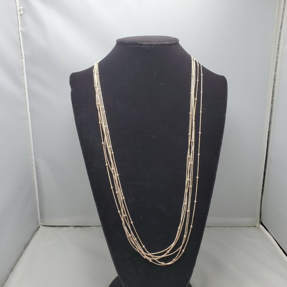 Kohl's long multi strand ball necklace rose gold